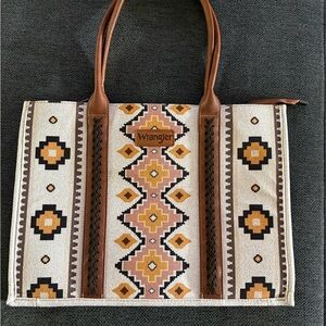 Wrangler Geometric Brown and Cream Tote